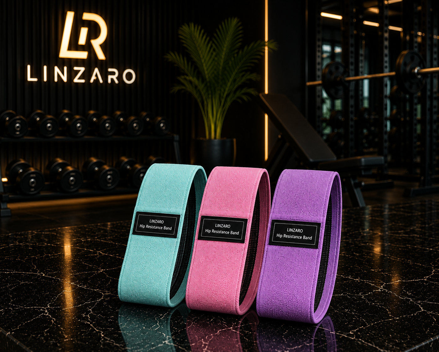 LINZARO Premium Fabric Resistance Bands | Non-Slip Hip & Glute Workout Bands